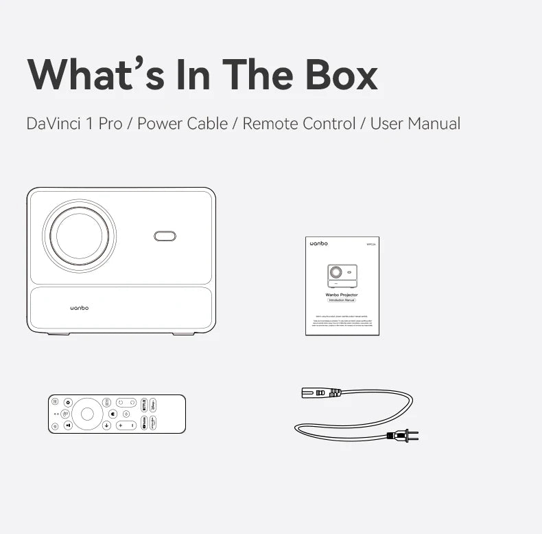 Projektor Wanbo DaVinci 1 Pro Full HD 1080P, 4K, Google TV 11.0, samodejno ostrenje, 5G WiFi, prenosni hišni kino 