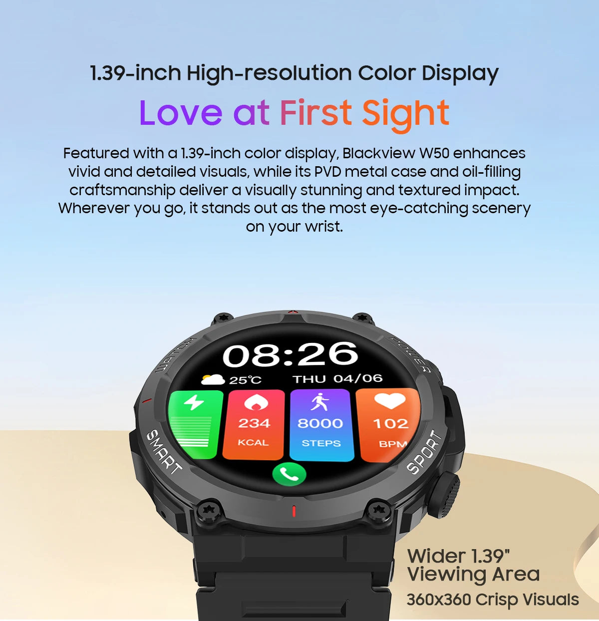 Blackview W50 Smart Watch | Waterproof, Health & Fitness Tracking, Bluetooth Calling, New Version for Men & Women