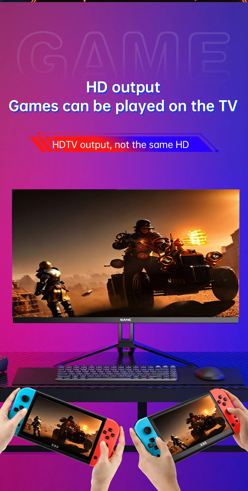 Igralna konzola z velikim zaslonom X80 7-palčni TFT800*480 HD True Color Screen 3000mah ročna igralna konzola rojstnodnevno božično darilo