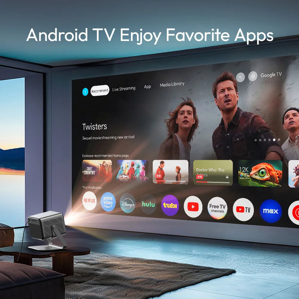 VEVSHAO V80 DLP projektor Full HD 1080P, 2200 ANSI lumnov, Android 11, WiFi 6