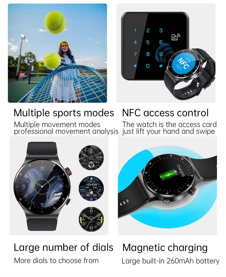 GPS ECG+PPG Bluetooth Call Pametni sat Muški 2024 Sportska narukvica NFC Vodootporan Prilagođeno brojčanik Muški pametni sat za IOS Android