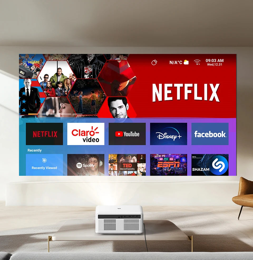 Pametni projektor BYINTEK LOVE U14 4K - 1250 ANSI lumnov, Full HD 1080P, WiFi 6, Bluetooth, samodejno ostrenje, pripravljen za domači kino 