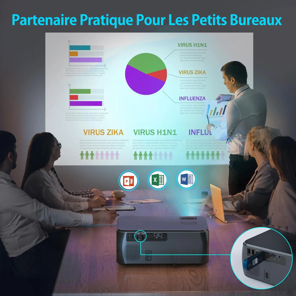 WIMIUS K8 5G WiFi Bluetooth projektor - 9500 lumnov Full HD 1080P, podpora za 4K, 4P/4D Keystone in povečava