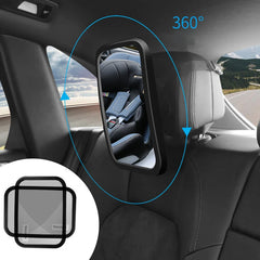 360° Rotating Baby Safety Mirror for Car | Shatterproof, Wide-Angle, Secure Mounting