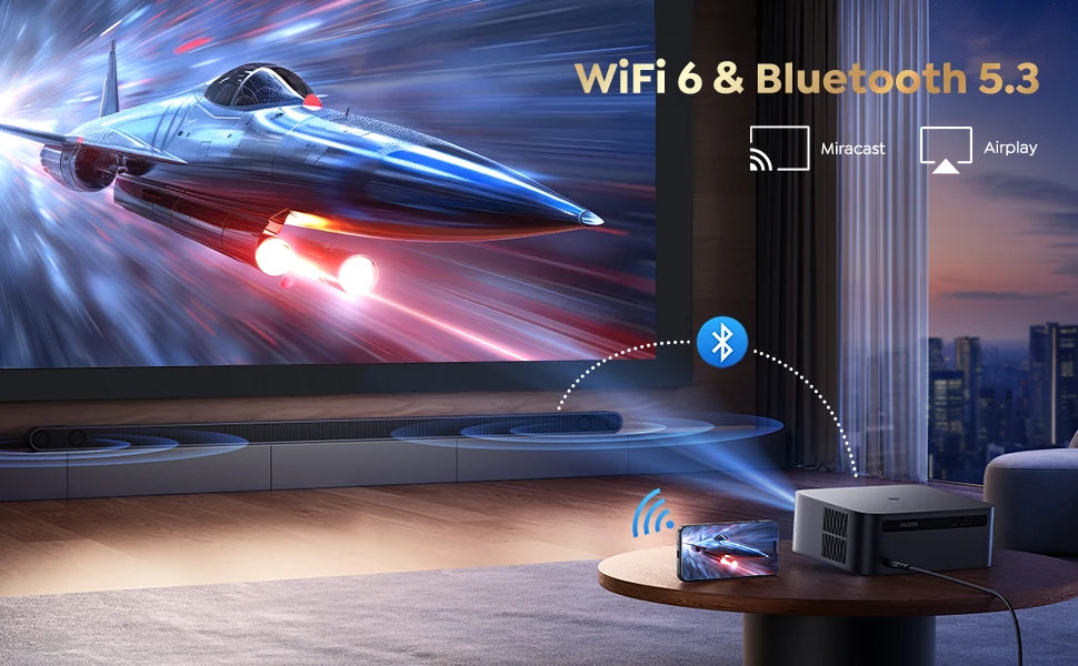 Projektor FHD 1080P - licenciran Netflix, samodejno ostrenje z umetno inteligenco, podpora za 4K 