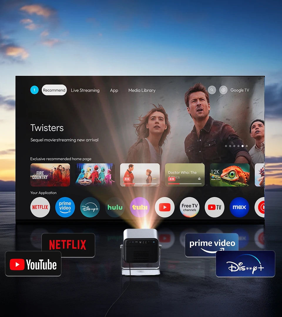 VEVSHAO V80 DLP projektor Full HD 1080P, 2200 ANSI lumnov, Android 11, WiFi 6