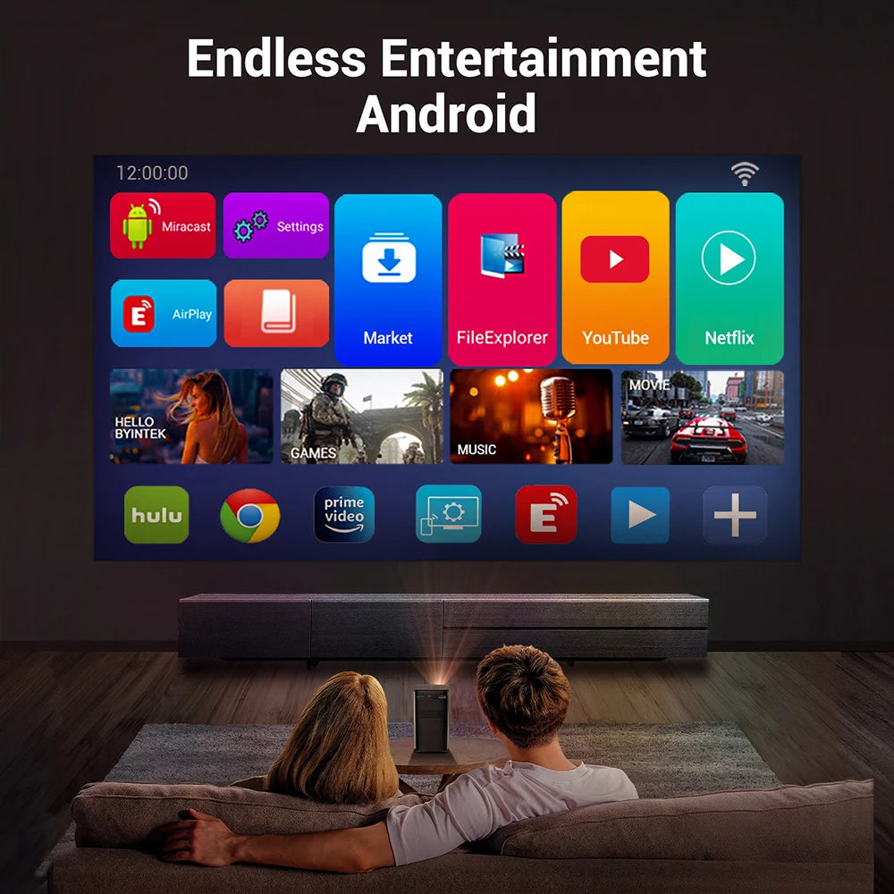 BYINTEK P70 3D 4K mini prenosni projektor DLP Auto Focus Smart Android WiFi LED 1080P video projektorji za domači kino z baterijo