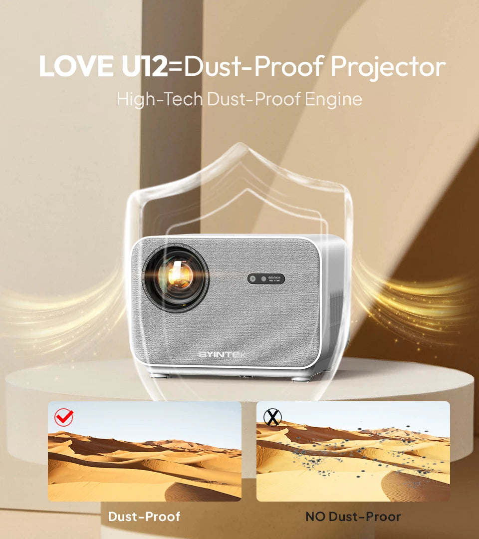 Projektor BYINTEK LOVE U12 Full HD 1080P | Podpora za 4K | 800 ANSI lumnov | WiFi 6 in Bluetooth 5.2 | Android Domači kino