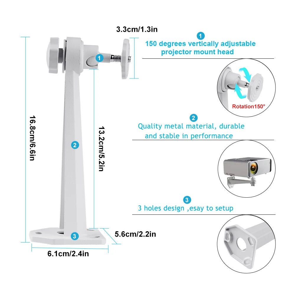 5KG Load Capacity Mini Projector Wall & Ceiling Mount – Compatible with TD91, TD90, TD60, P62, CCTV Projectors