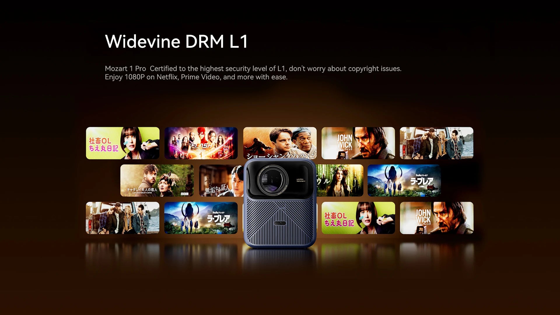 Projektor Wanbo Mozart 1 Pro: Android TV 11.0, Google Assistant, Netflix, 1080P, podpora za 4K, 900 ANSI lumnov, dvojni WiFi, certifikat DRM L1