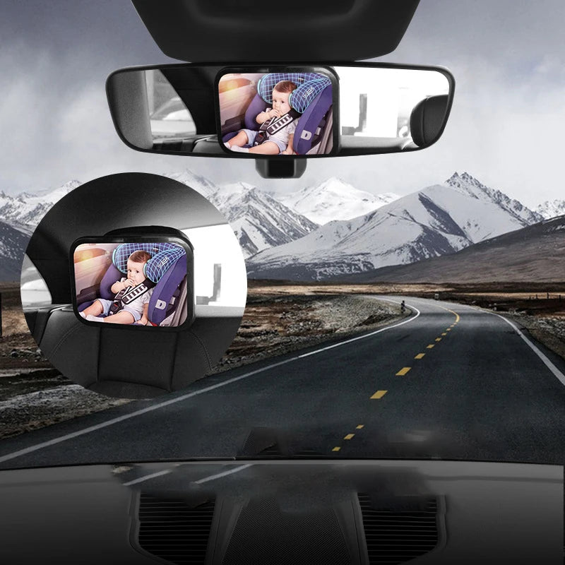 360° Rotating Baby Safety Mirror for Car | Shatterproof, Wide-Angle, Secure Mounting