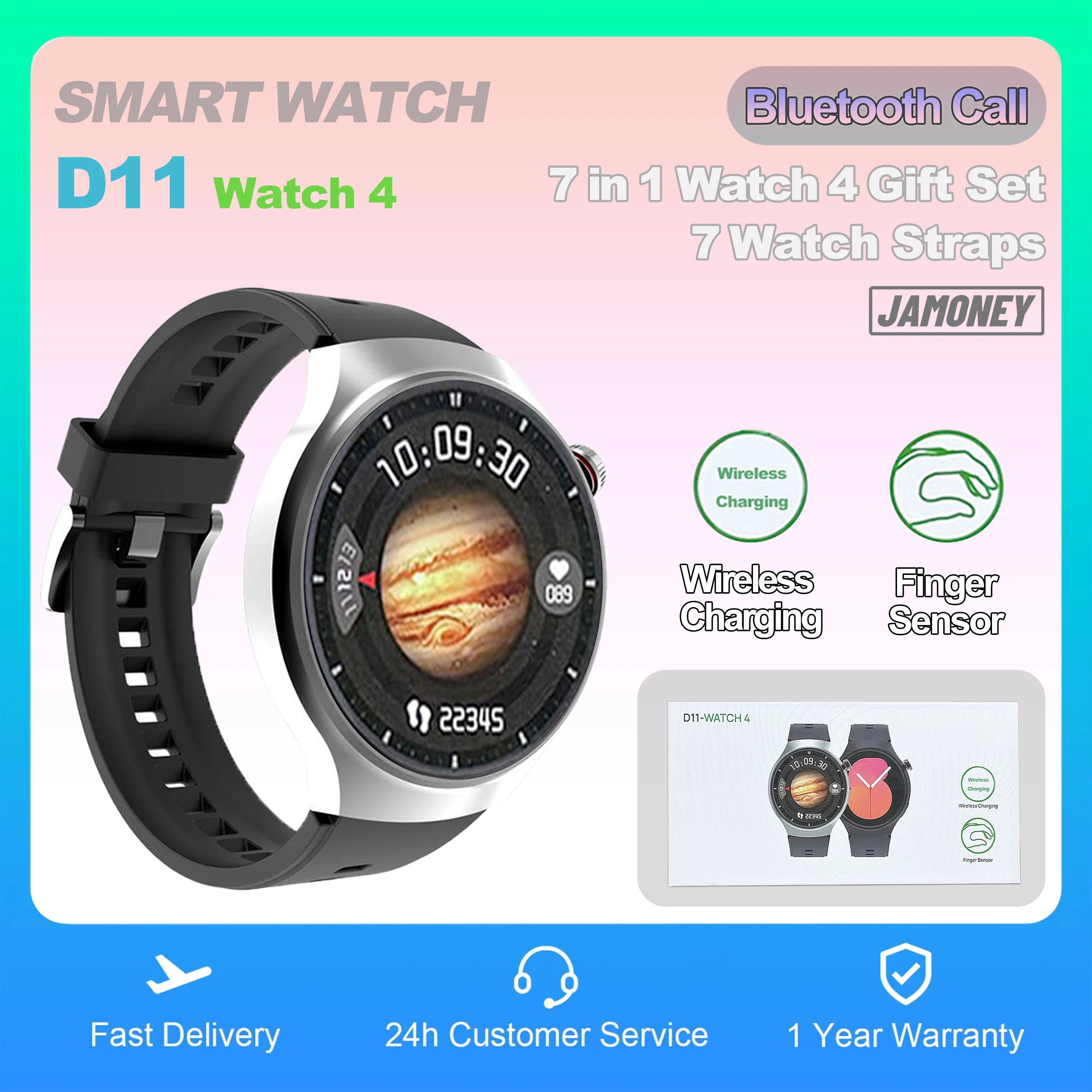 D11 Smart Watch | Bluetooth Call, Wireless Charging, NFC, Music Playback, Ultra Max Watch4