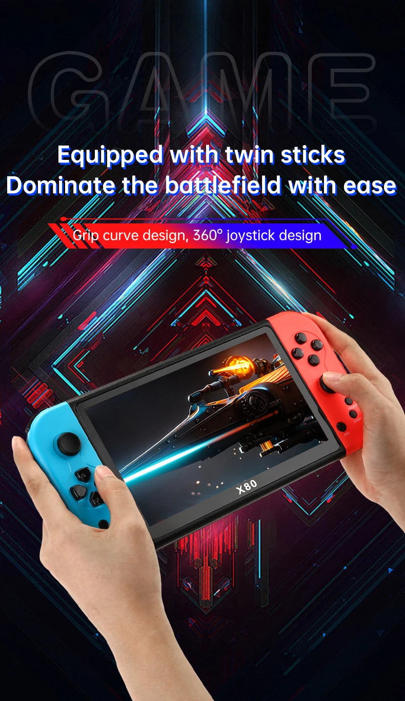 Igralna konzola z velikim zaslonom X80 7-palčni TFT800*480 HD True Color Screen 3000mah ročna igralna konzola rojstnodnevno božično darilo