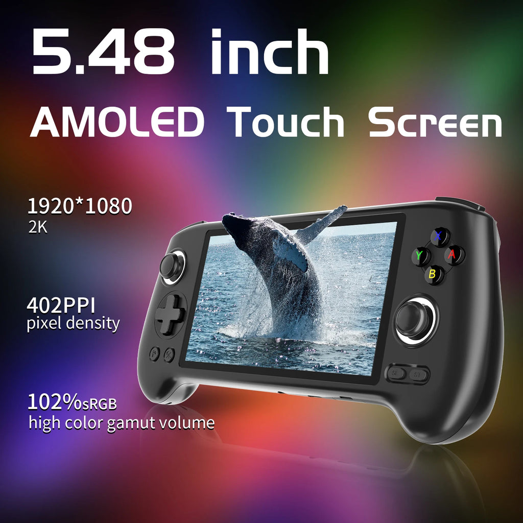 ANBERNIC RG556 Ročna igralna konzola | Unisoc T820, Android 13, 5,48'' AMOLED, 5500 mAh, WiFi, Bluetooth Retro video predvajalnik