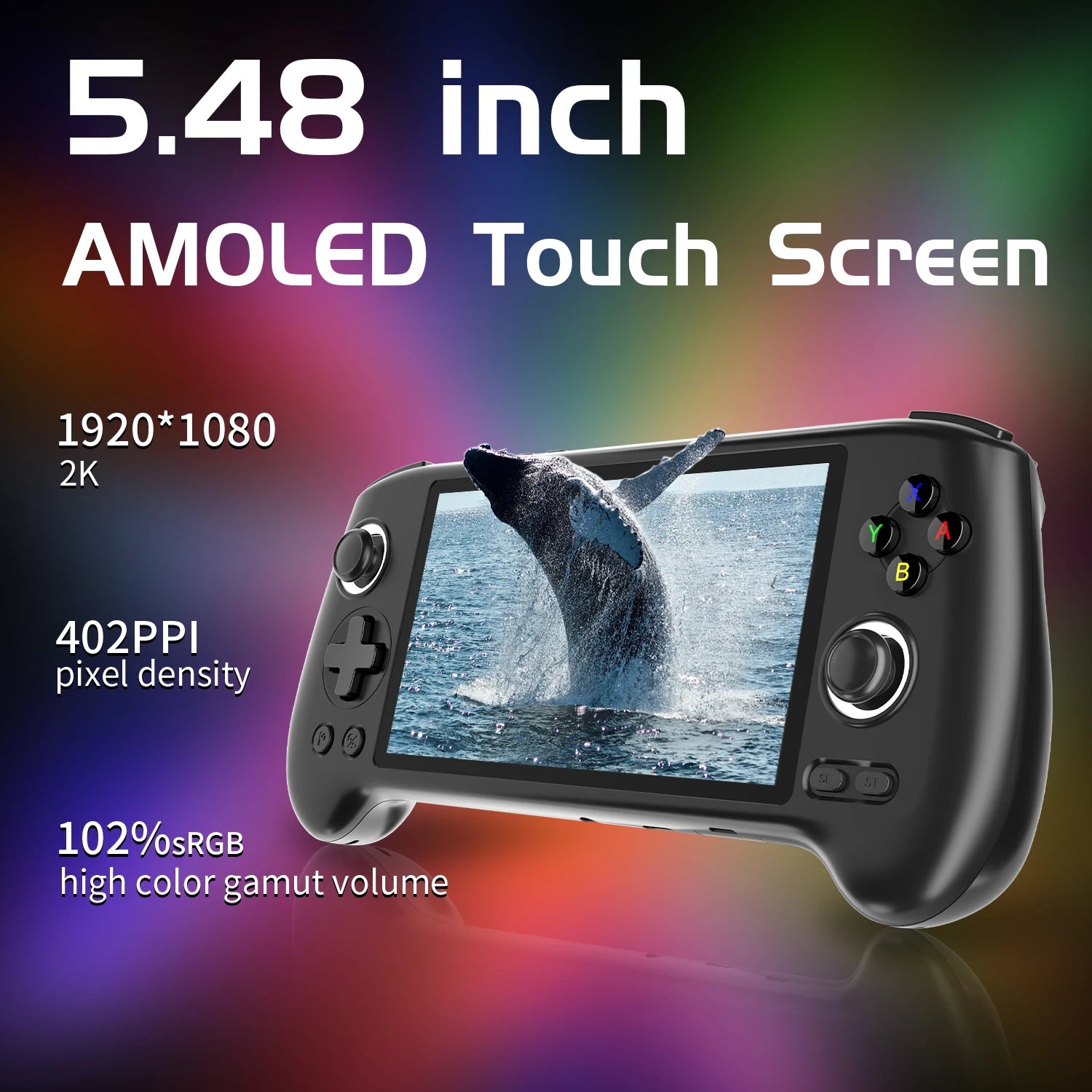 ANBERNIC RG556 Ročna igralna konzola | Unisoc T820, Android 13, 5,48'' AMOLED, 5500 mAh, WiFi, Bluetooth Retro video predvajalnik
