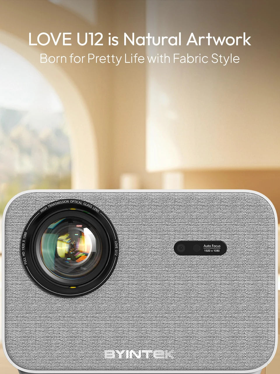 Projektor BYINTEK LOVE U12 Full HD 1080P | Podpora za 4K | 800 ANSI lumnov | WiFi 6 in Bluetooth 5.2 | Android Domači kino