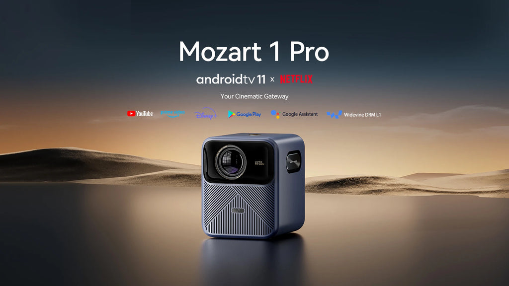 Projektor Wanbo Mozart 1 Pro: Android TV 11.0, Google Assistant, Netflix, 1080P, podpora za 4K, 900 ANSI lumnov, dvojni WiFi, certifikat DRM L1