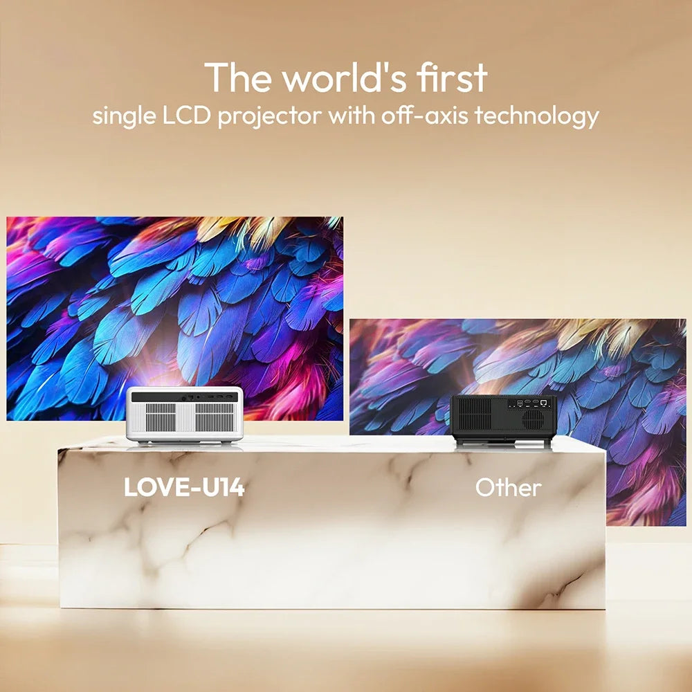 Pametni projektor BYINTEK LOVE U14 4K - 1250 ANSI lumnov, Full HD 1080P, WiFi 6, Bluetooth, samodejno ostrenje, pripravljen za domači kino 