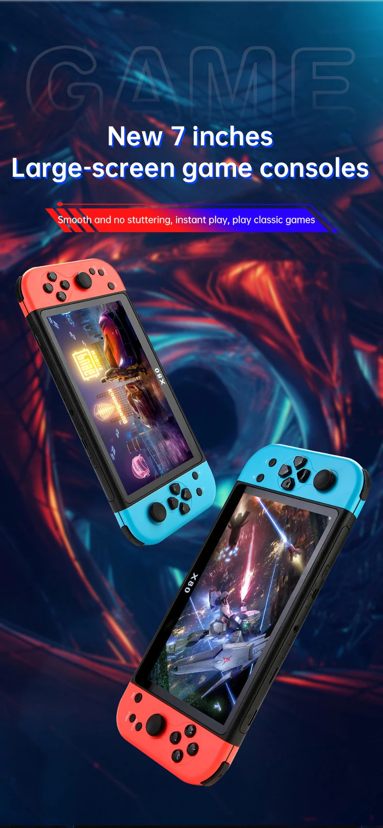 Igralna konzola z velikim zaslonom X80 7-palčni TFT800*480 HD True Color Screen 3000mah ročna igralna konzola rojstnodnevno božično darilo