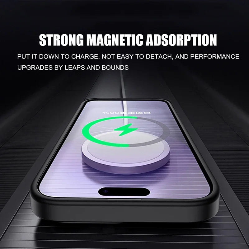 Matte Armor Wireless Charging Case | Translucent Magnetic Cover for iPhone 16, 15, 14, 13, 12, 11 Pro Max with MagSafe