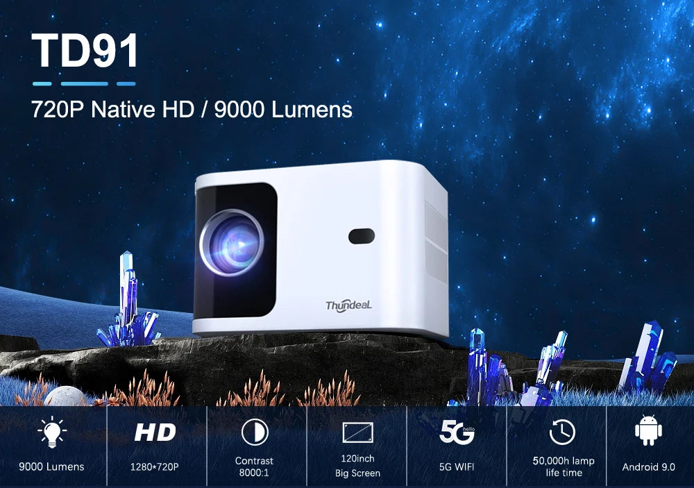 Mini projektor ThundeaL TD91/TD91W HD - 1080P, podpora za 4K, 5G WiFi, Android 