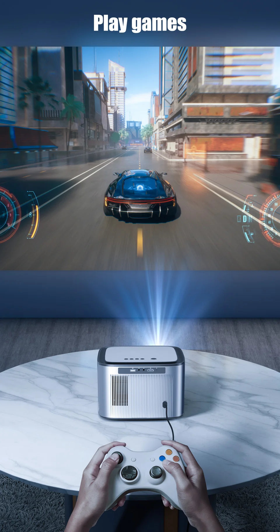 Projektor BYINTEK X25 Full HD 1080P Podpora za 4K, 900 ANSI lumnov, samodejno ostrenje, WiFi, Smart Android 9.0