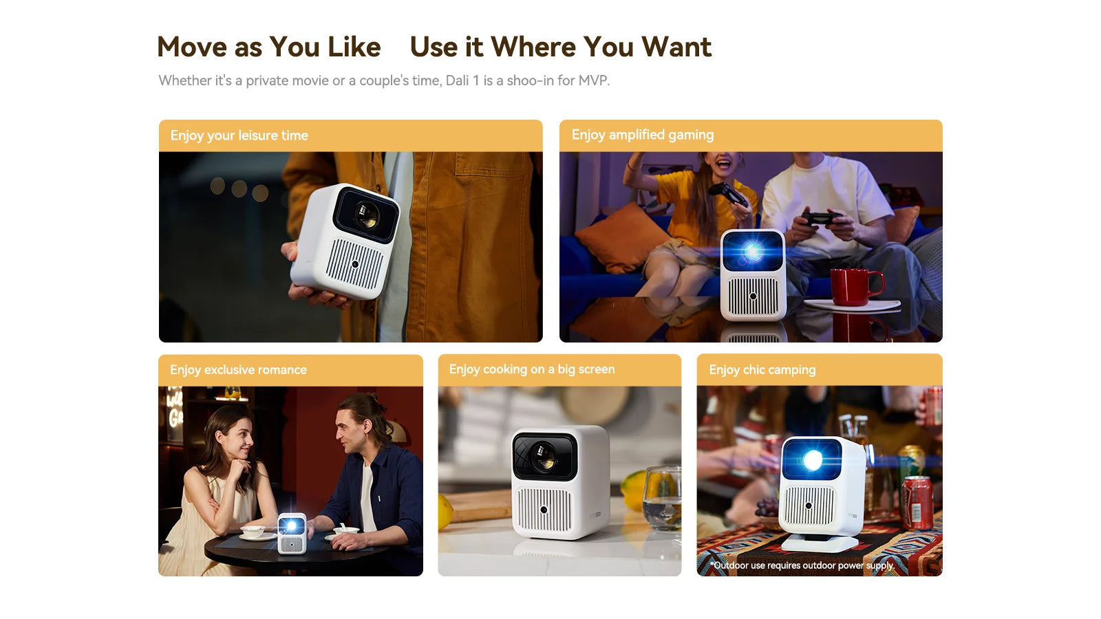 Wanbo Dali 1 Mini Prenosni žarkovni projektor s samodejnim ostrenjem Android 9.0 350ANSI Dual Wifi 6 ASA 3.0 Proyector 2*5W HIFI zvočnik 