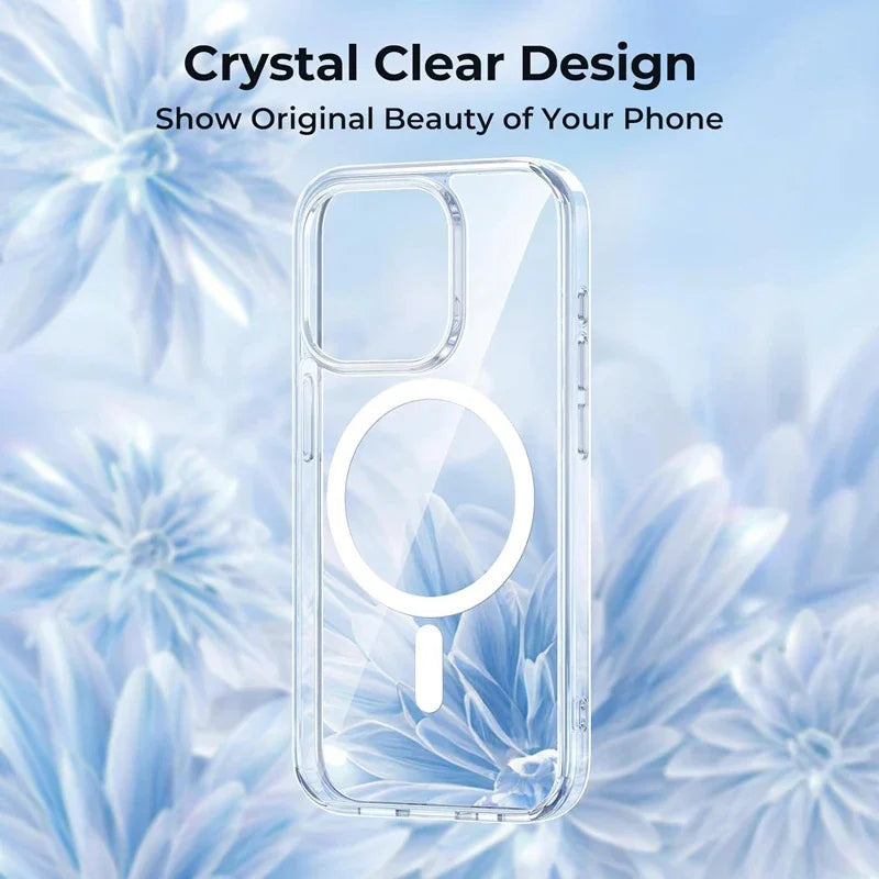 Clear Magnetic Case For Apple iPhone 16 15 14 13 12 11 Pro Max Plus 13 Mini XS Max XR 8 7 SE SE2 With Magsafe Transparent Cover