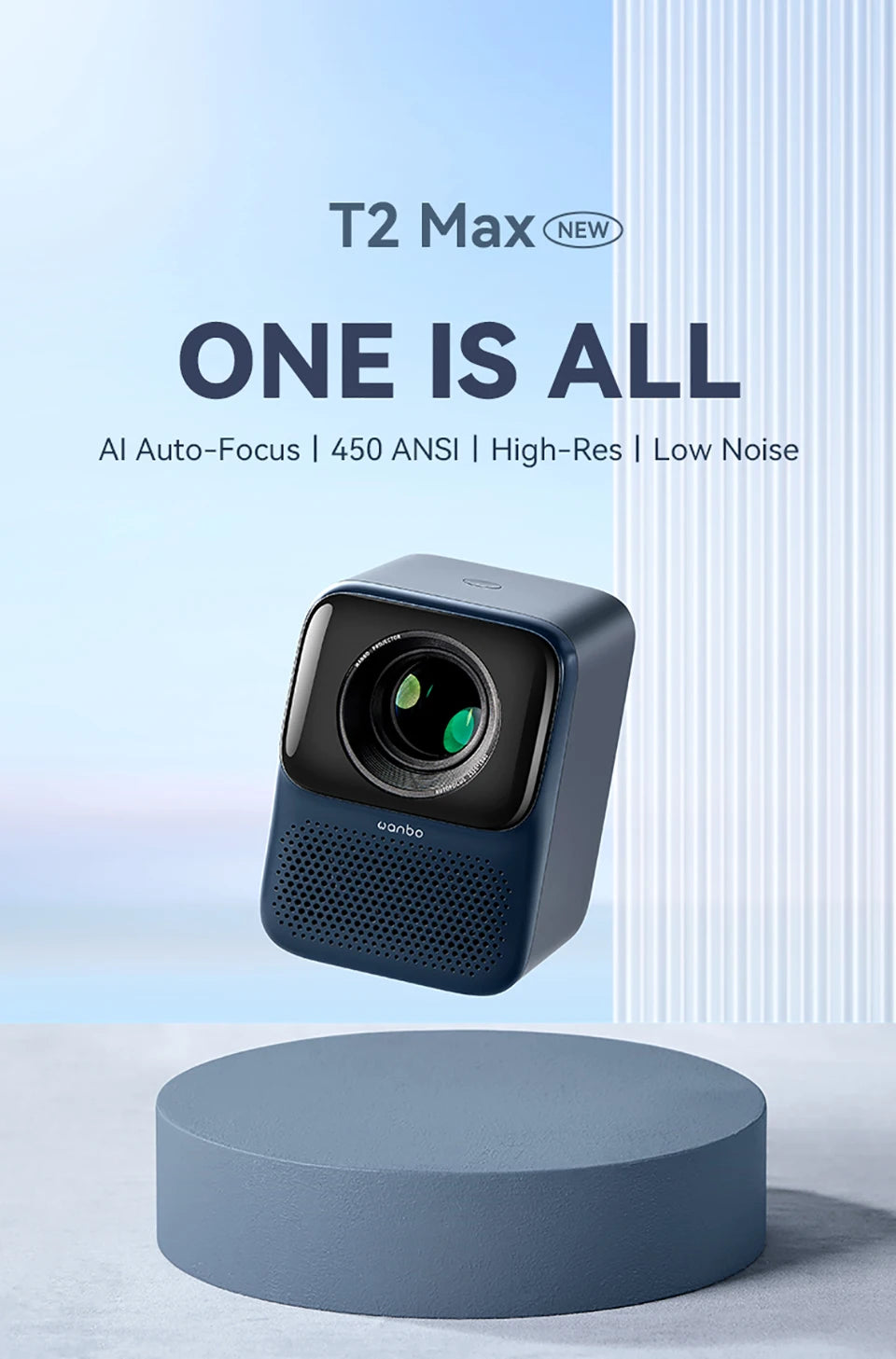 Mini projektor WANBO T2 Max Android 9.0, 1080p Full HD, 450 ANSI, WiFi, prenosni s HiFi zvokom za dom in na prostem 