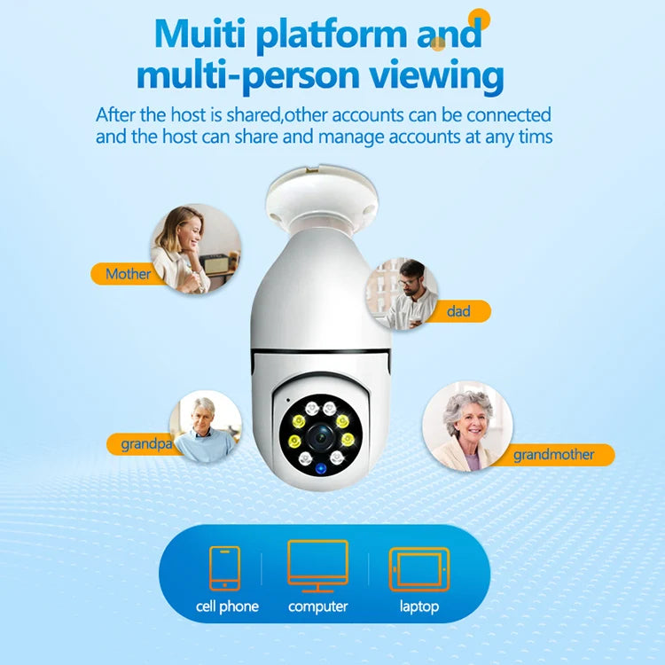 Secure360 BulbCam A6: Security Camera with E27 Socket Integration for 360-Degree Surveillance