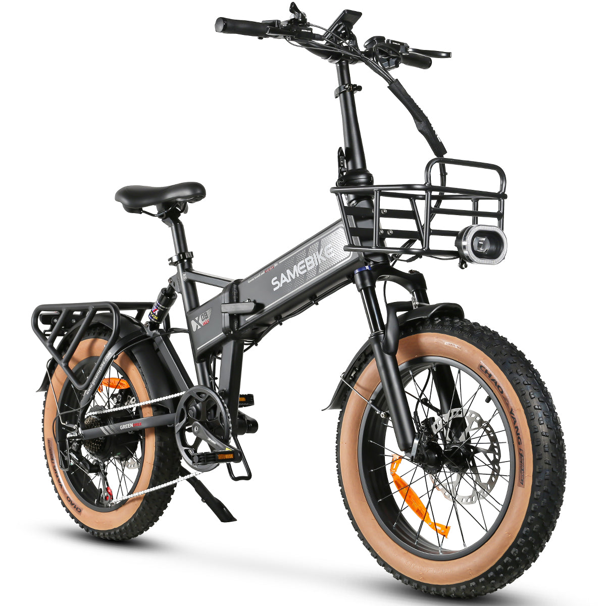 Samebike XWLX09-II-FT 20-Inch Black with 48V 15Ah Lithium-ion Battery 7-Speed Hydraulic Disc Brake 4.0 Fat Tire Folding Mountain Bike