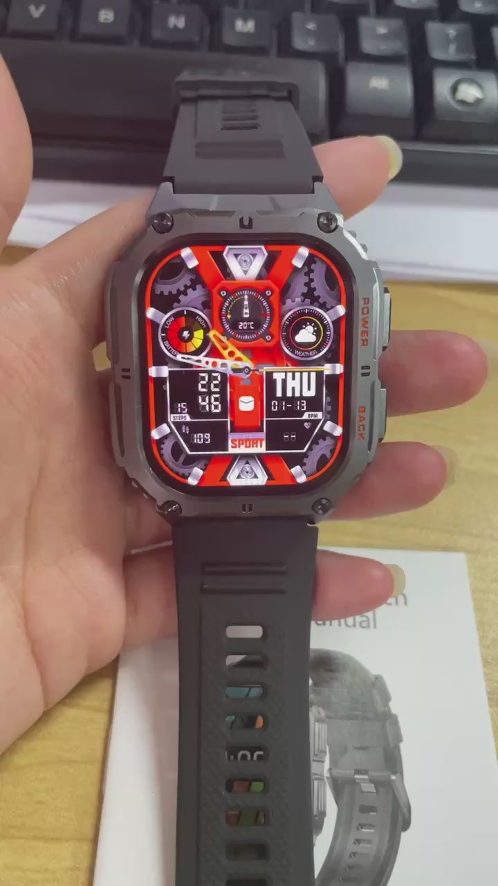 K61 Pro Smartwatch | 1.96'' AMOLED Screen, Bluetooth Music, Compass, 380mAh Battery