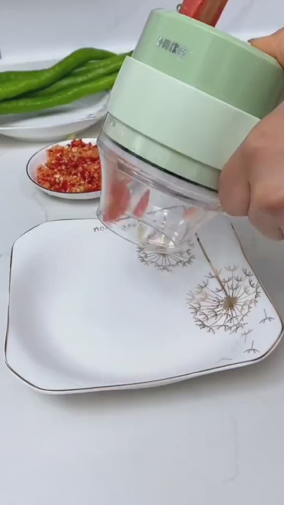 4-in-1 Electric Vegetable Chopping Set - Handheld Wireless Electric Garlic Grinder, Food Chopper, Meat Slicer, and Vegetable Peeling and Chopping Cutte