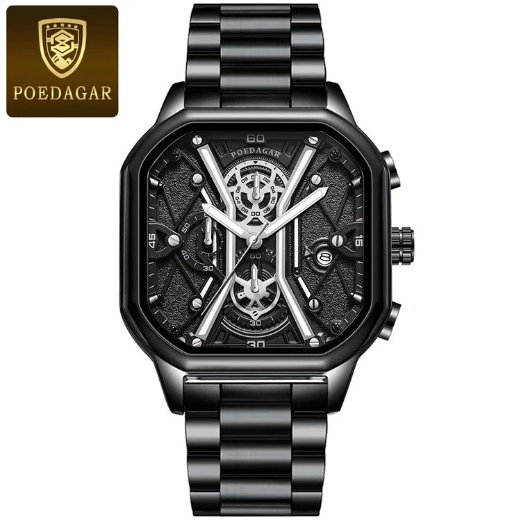 POEDAGAR 922 Men's Chronograph Square Watch: A Fusion of Elegance and Precision in Timekeeping iTrade.si