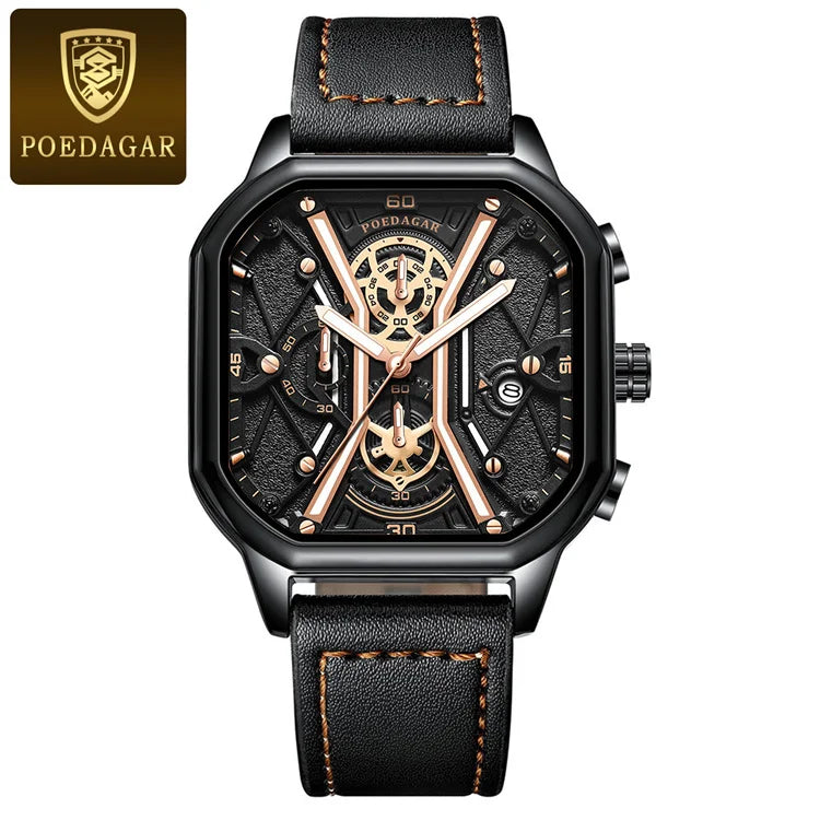 POEDAGAR 922 Men's Chronograph Square Watch: A Fusion of Elegance and Precision in Timekeeping iTrade.si