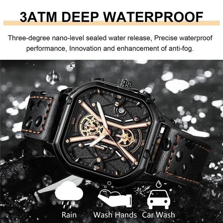 POEDAGAR 922 Men's Chronograph Square Watch: A Fusion of Elegance and Precision in Timekeeping iTrade.si