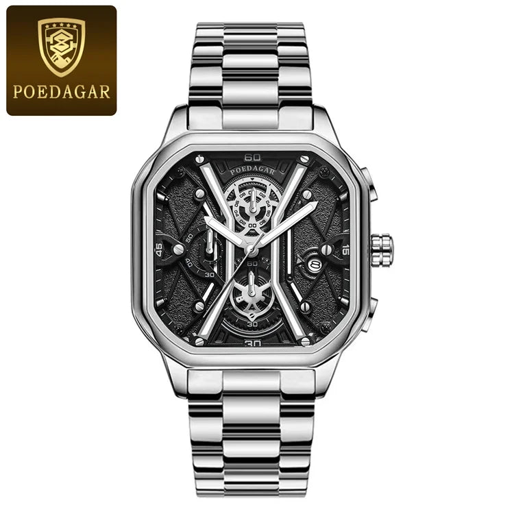 POEDAGAR 922 Men's Chronograph Square Watch: A Fusion of Elegance and Precision in Timekeeping iTrade.si