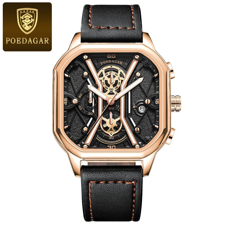 POEDAGAR 922 Men's Chronograph Square Watch: A Fusion of Elegance and Precision in Timekeeping iTrade.si