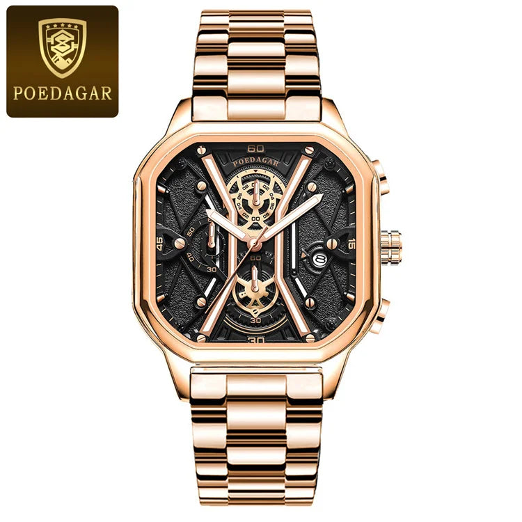 POEDAGAR 922 Men's Chronograph Square Watch: A Fusion of Elegance and Precision in Timekeeping iTrade.si
