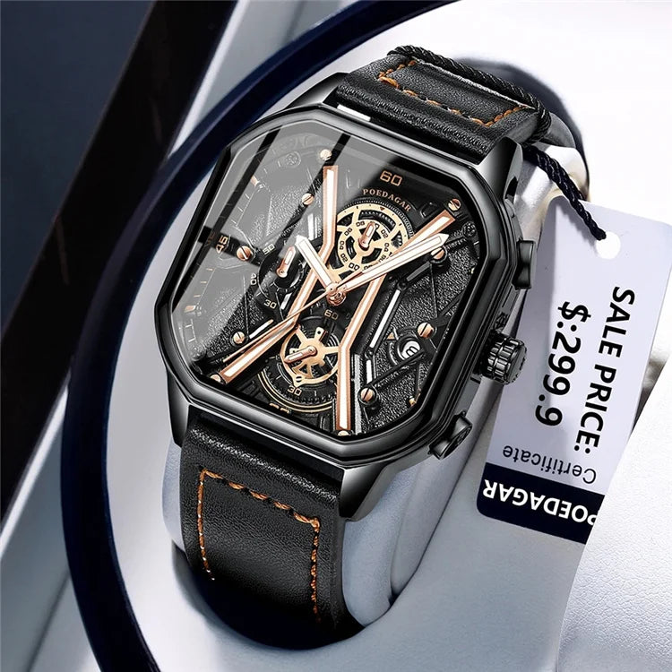 POEDAGAR 922 Men's Chronograph Square Watch: A Fusion of Elegance and Precision in Timekeeping iTrade.si