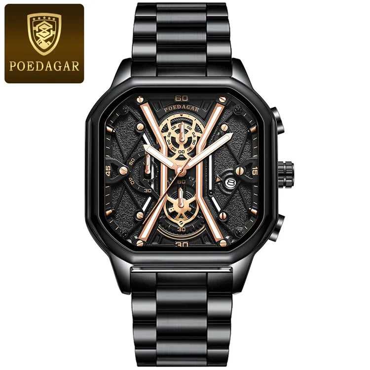 POEDAGAR 922 Men's Chronograph Square Watch: A Fusion of Elegance and Precision in Timekeeping iTrade.si