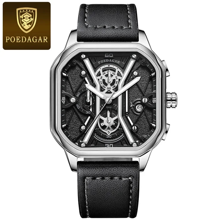 POEDAGAR 922 Men's Chronograph Square Watch: A Fusion of Elegance and Precision in Timekeeping iTrade.si