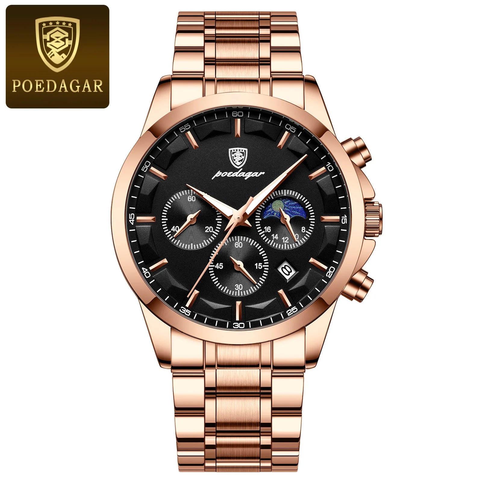 POEDAGAR 928 Men's Genuine Leather Sport Quartz Watch: Luminous Calendar Date, Business Function, Waterproof Elegance iTrade.si
