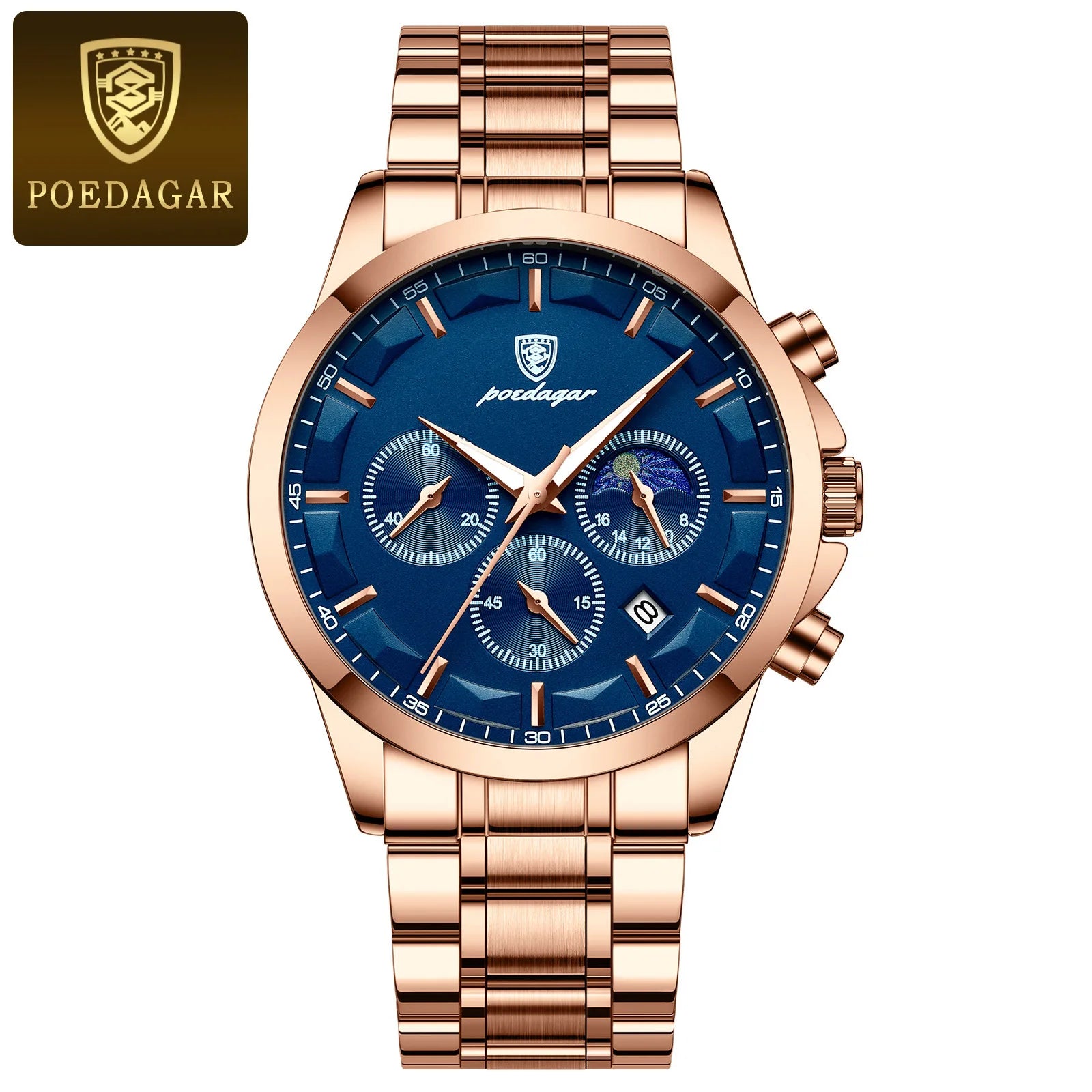 POEDAGAR 928 Men's Genuine Leather Sport Quartz Watch: Luminous Calendar Date, Business Function, Waterproof Elegance iTrade.si