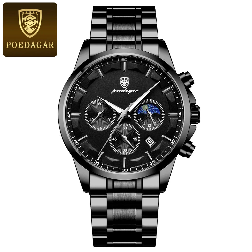 POEDAGAR 928 Men's Genuine Leather Sport Quartz Watch: Luminous Calendar Date, Business Function, Waterproof Elegance iTrade.si