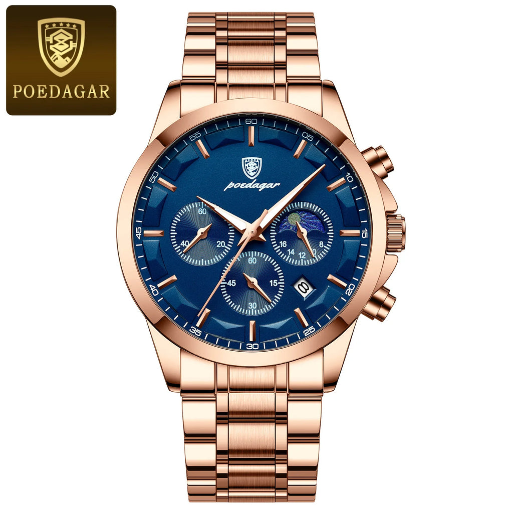 POEDAGAR 928 Men's Genuine Leather Sport Quartz Watch: Luminous Calendar Date, Business Function, Waterproof Elegance iTrade.si