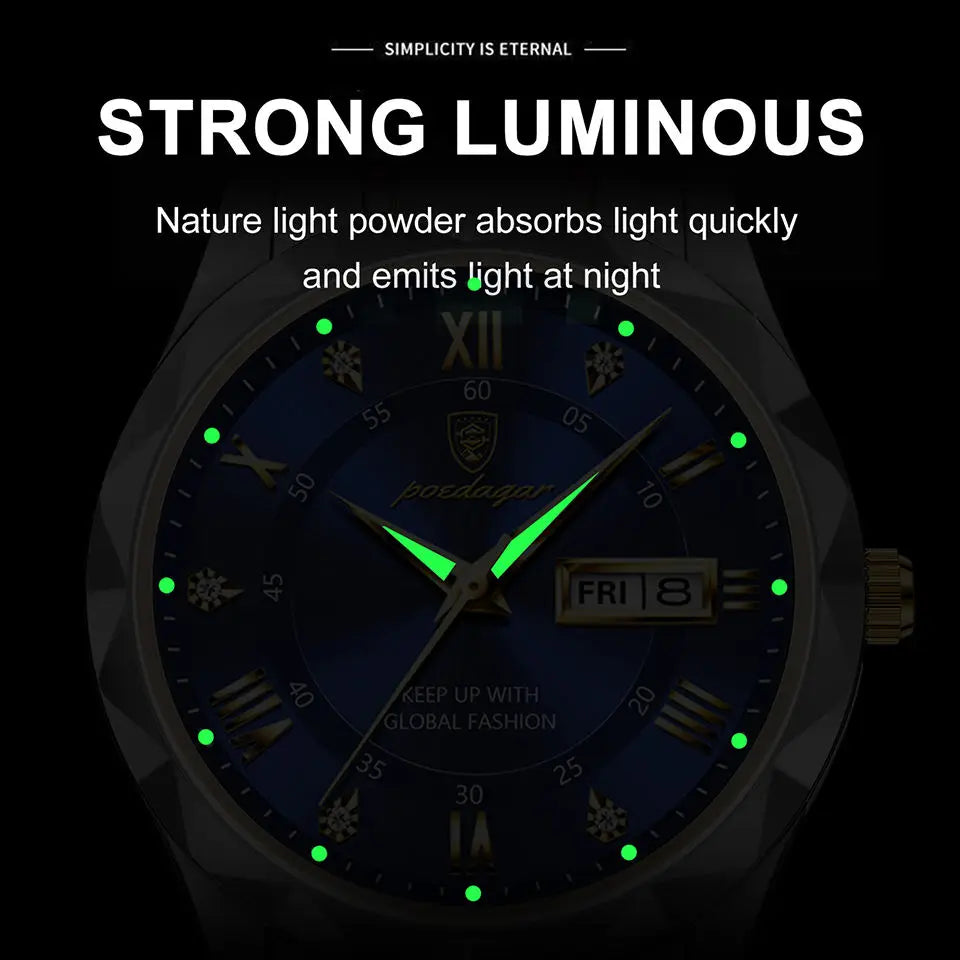 Poedagar 615 Men's Luxury Watch Waterproof, Stainless Steel, Date & Week Display iTrade.si