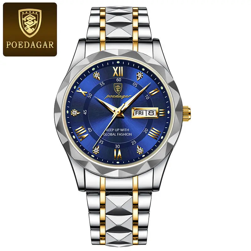 Poedagar 615 Men's Luxury Watch Waterproof, Stainless Steel, Date & Week Display iTrade.si