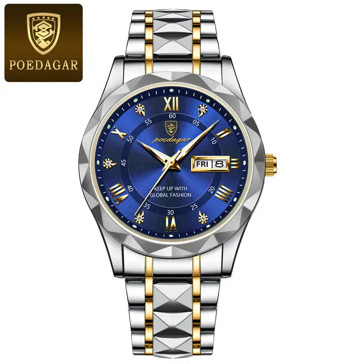 Poedagar 615 Men's Luxury Watch Waterproof, Stainless Steel, Date & Week Display iTrade.si