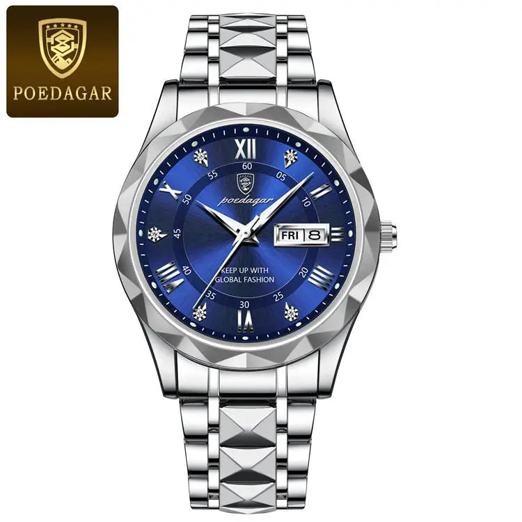 Poedagar 615 Men's Luxury Watch Waterproof, Stainless Steel, Date & Week Display iTrade.si